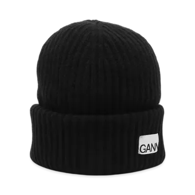 GANNI Structured Rib Beanie "Black"