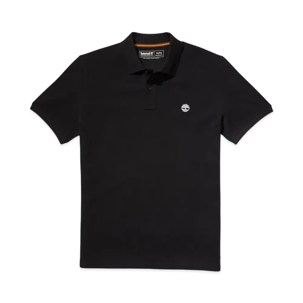 Timberland Men's Short Sleeve Oyster River Chest Logo Polo Shirt "Black"