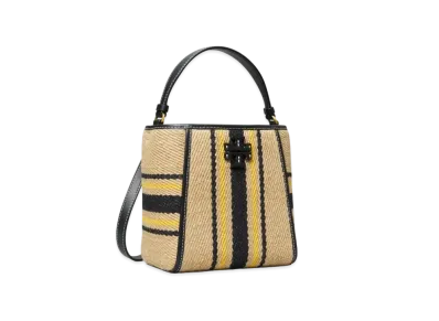 Tory Burch McGraw Linen Stripe Small Bucket Bag