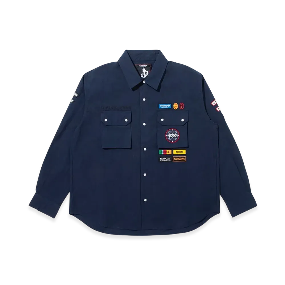 A BATHING APE BY KAZUKI KURAISHI Multi Patch Military LS Shirt "Navy"
