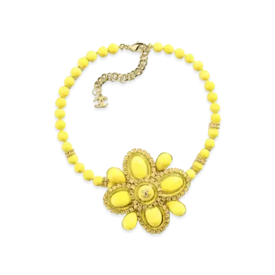 CHANEL Necklace Metal, Resin, Glass Pearls & Strass "Gold/Yellow/Crystal"