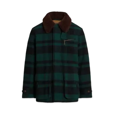 Polo Ralph Lauren Shearling Collar Plaid Barn Coat "Multi"