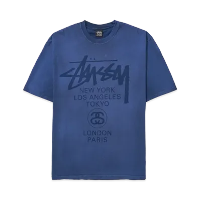 Stussy World Tour Tee "Sun Faded Navy"