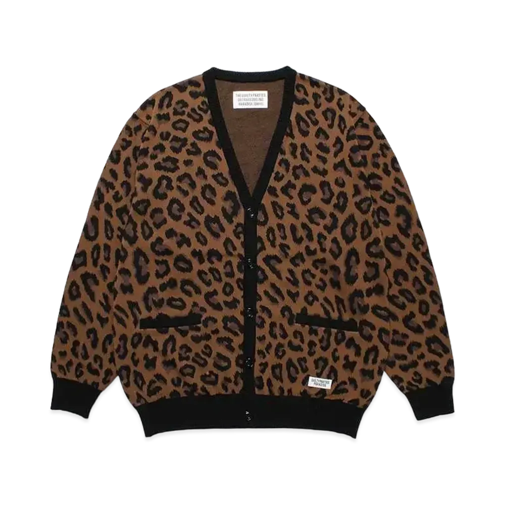 WACKO MARIA Leopard Knit Jacquard Cardigan "Brown"