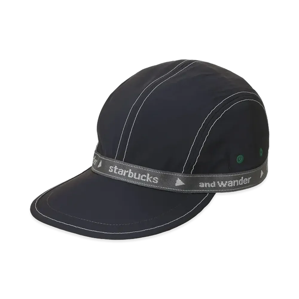 STARBUCKS x and wander Jacquard Tape Cap "Navy"