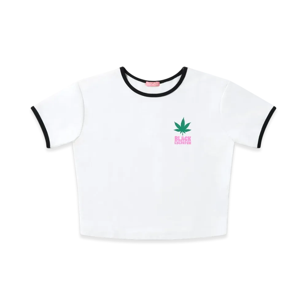 Blackeyepatch Dispensary Logo Ringer Tee "White"
