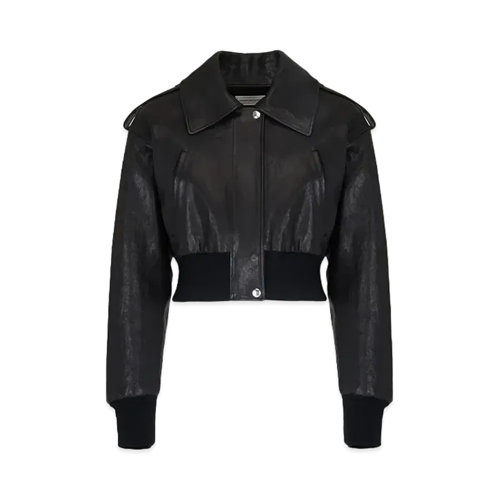 Alexander McQUEEN Cropped Aviator Bomber Jacket "Black"