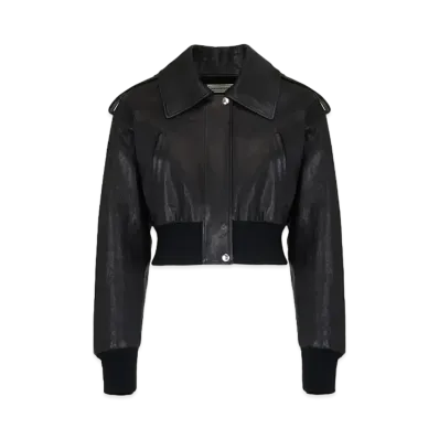 Alexander McQUEEN Cropped Aviator Bomber Jacket "Black"