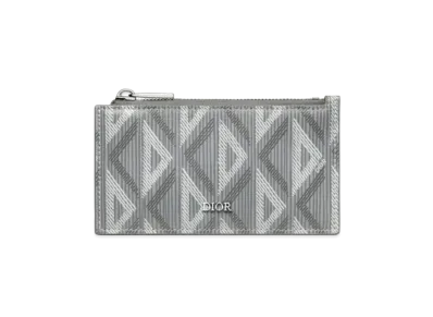 Dior Zip Card Holder CD Diamond Canvas "Gray"