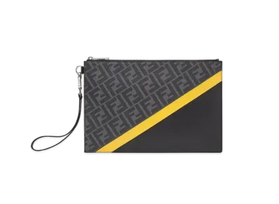 FENDI Flat Slim Clutch Fabric Bag "Gray"