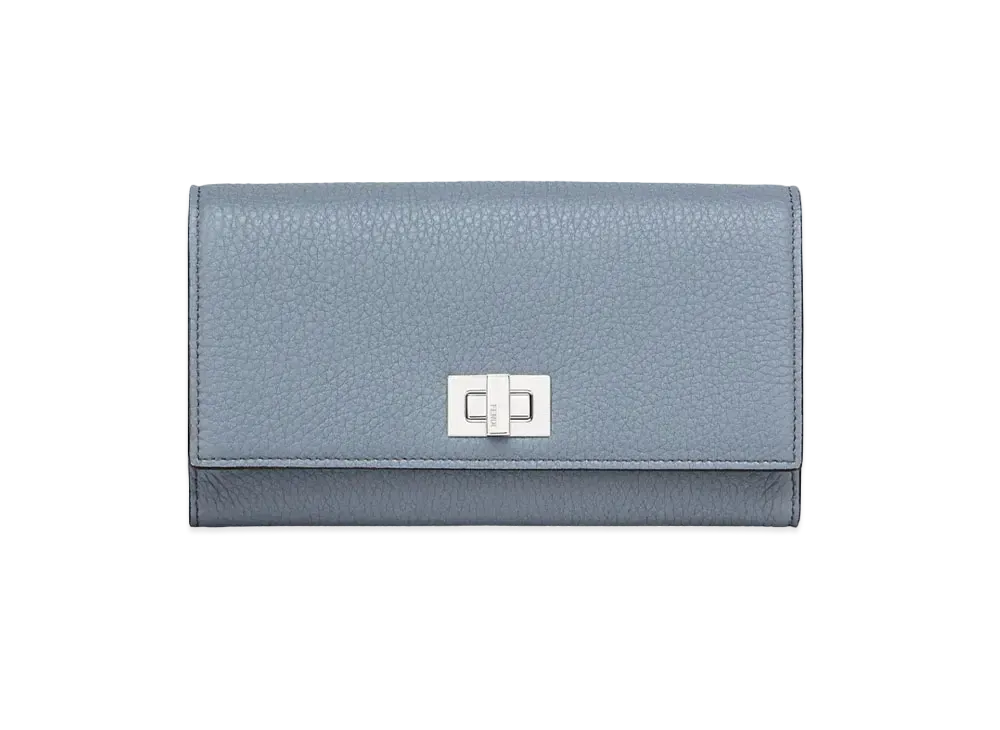 FENDI Tri-Fold Long Wallet Leather "Light Blue"
