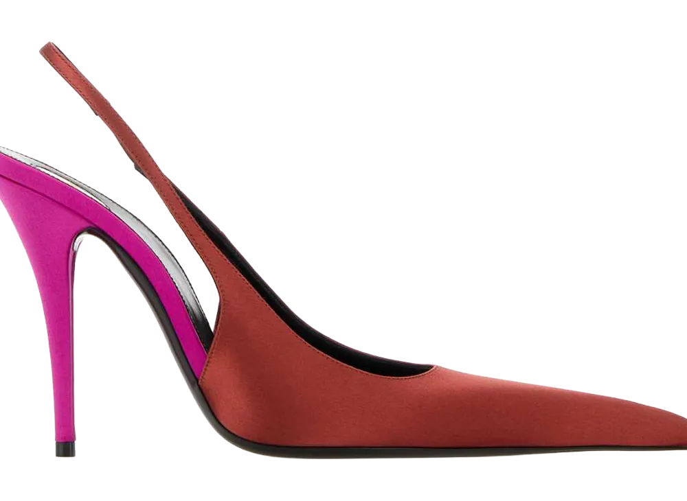 Saint Laurent Women's Two-Tone Satin Deroche Pumps "Red"