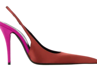 Saint Laurent Women's Two-Tone Satin Deroche Pumps "Red"