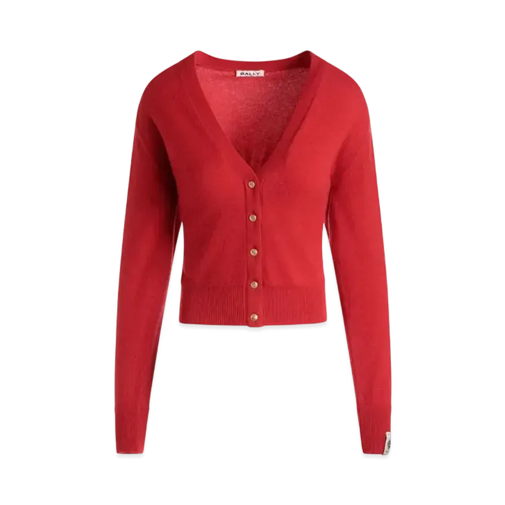 Bally Cardigan In Candy Red Cashmere "Red"