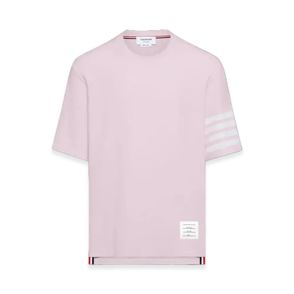 THOM BROWNE Textured Pique 4-Bar T-Shirt "Pink"