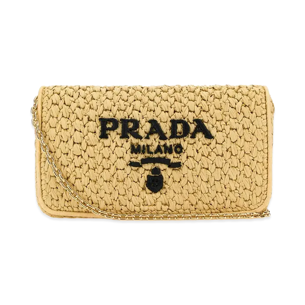 PRADA Women's Raffia Crossbody Bag "Beige"