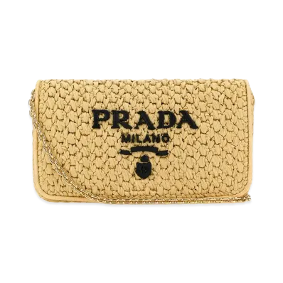 PRADA Women's Raffia Crossbody Bag "Beige"