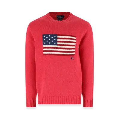 Polo Ralph Lauren Cotton Knit The Iconic Flag Sweater "Red"