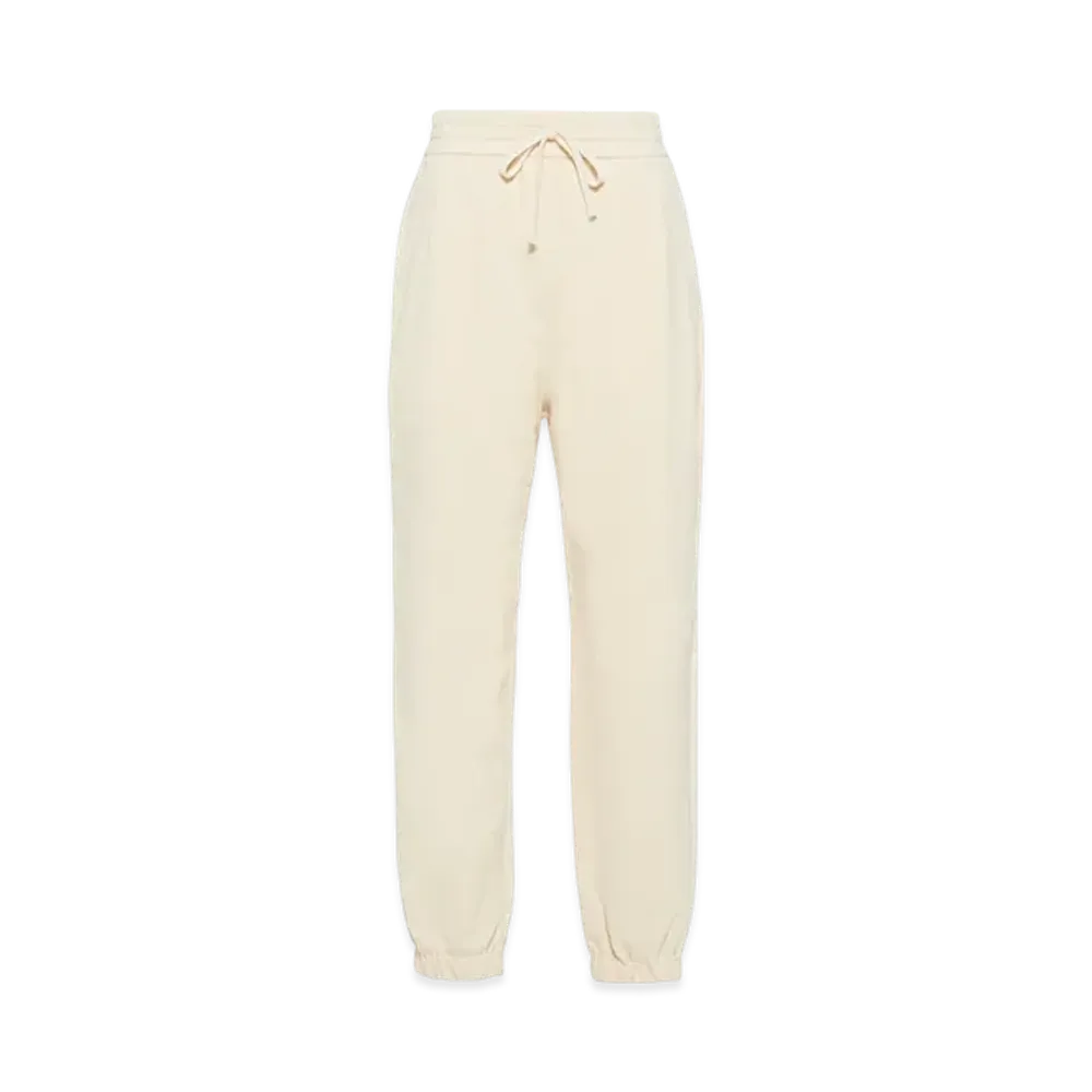 MIU MIU Women's Cotton Joggers with Embroidered Logo "Ivory"