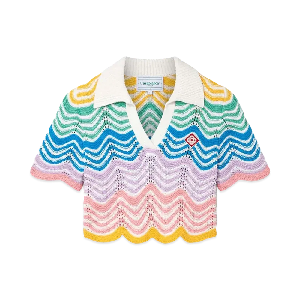 Casablanca Gradient Wave Crochet Top "Multi"