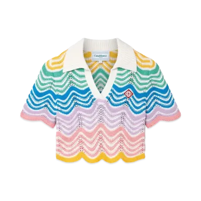 Casablanca Gradient Wave Crochet Top "Multi"