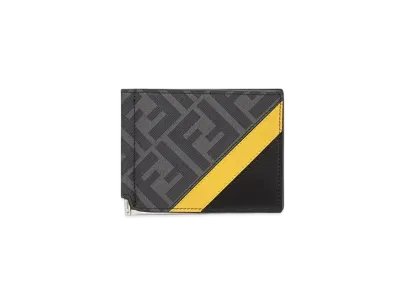 FENDI Card Case Fabric Money Clip "Gray"