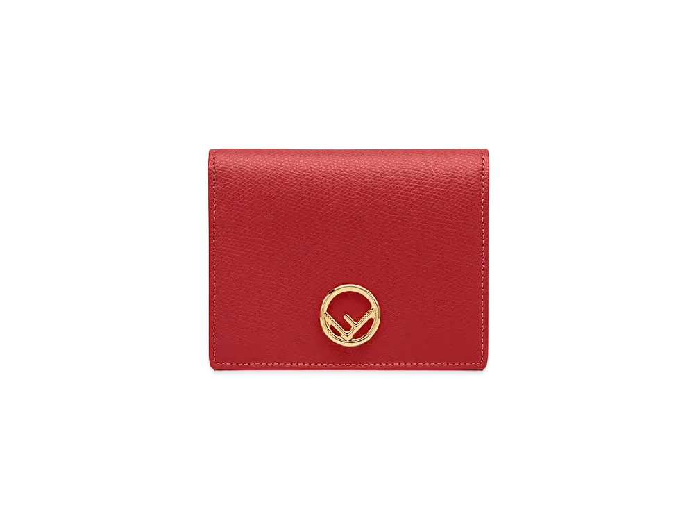 FENDI Two-Fold Wallet Leather Compact Wallet "Red"