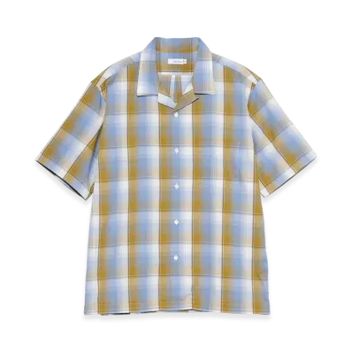 nanamica Open Collar Pique S/S Shirt "Yellow/Sax"