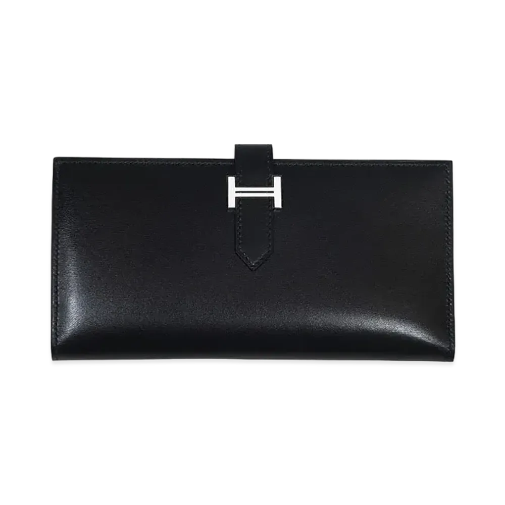 Hermes Bearn Soufflet Tadelakt "Noir/Silver"