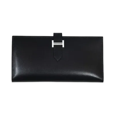 Hermes Bearn Soufflet Tadelakt "Noir/Silver"
