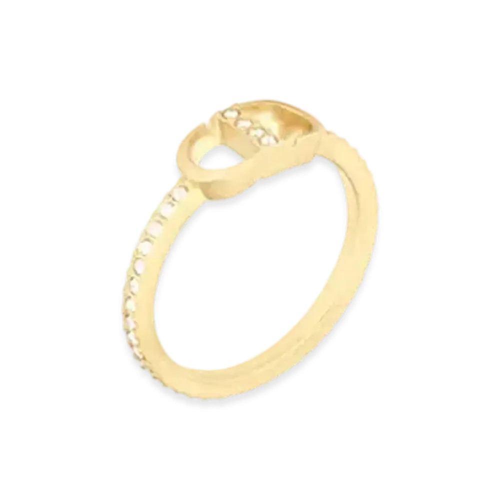 Dior Petit CD Ring Gold-Finish Metal and White Crystals "Gold"