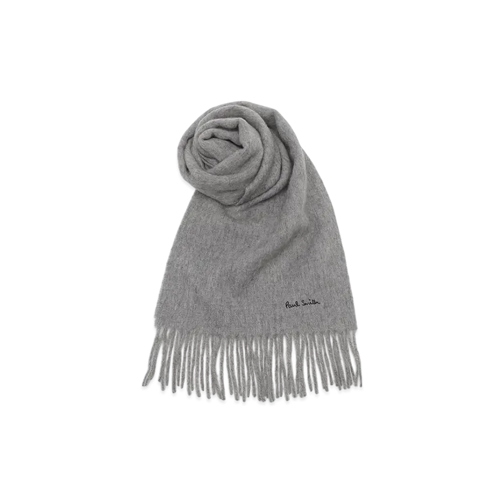Paul Smith Scarf Logo Fringe Lambswool "Black"