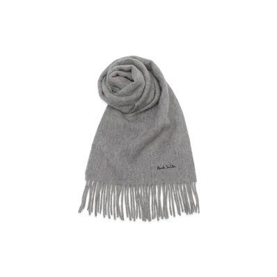 Paul Smith Scarf Logo Fringe Lambswool "Black"