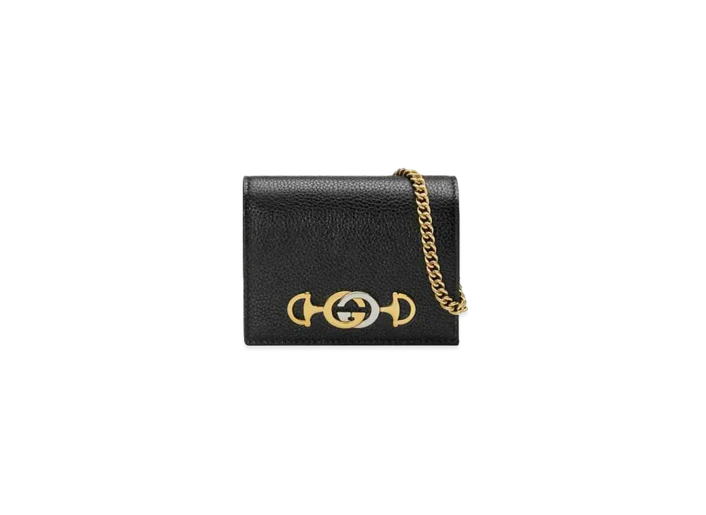 GUCCI Zumi Card Case Wallet "Black Grainy"