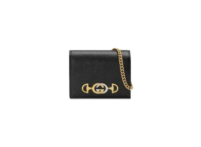 GUCCI Zumi Card Case Wallet "Black Grainy"