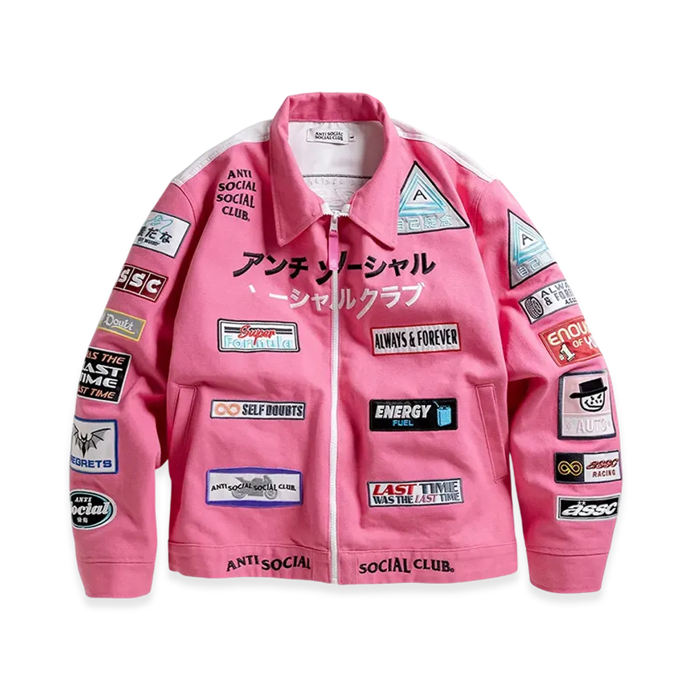 ANTI SOCIAL SOCIAL CLUB Patched Up Racing Jacket "Pink"