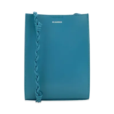 Jil Sander Women's Leather Small Tangle Shoulder Bag "Turquoise Blue"