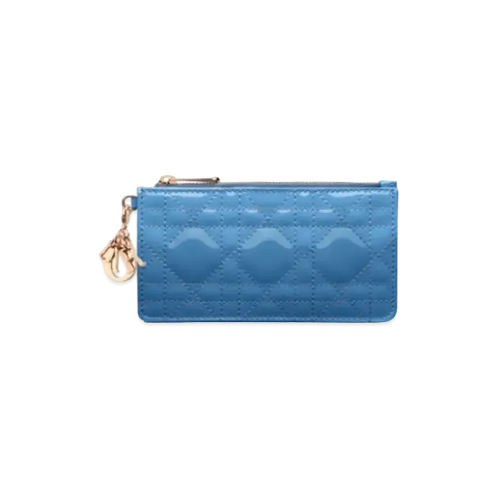 Dior Lady Dior Small Zip Card Holder Cornflower Blue Patent Cannage Calfskin Japan Exclusive "Cornflower Blue"