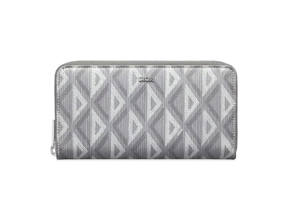 Dior Long Zip Wallet CD Diamond Canvas "Gray"