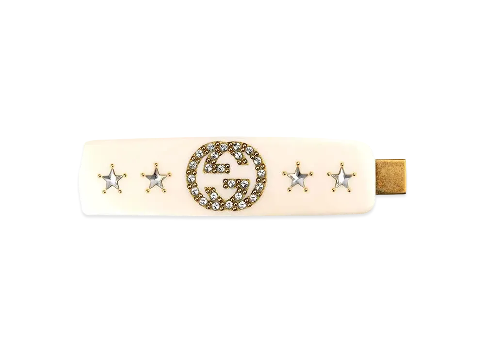 GUCCI Crystal Interlocking G Hair Clip