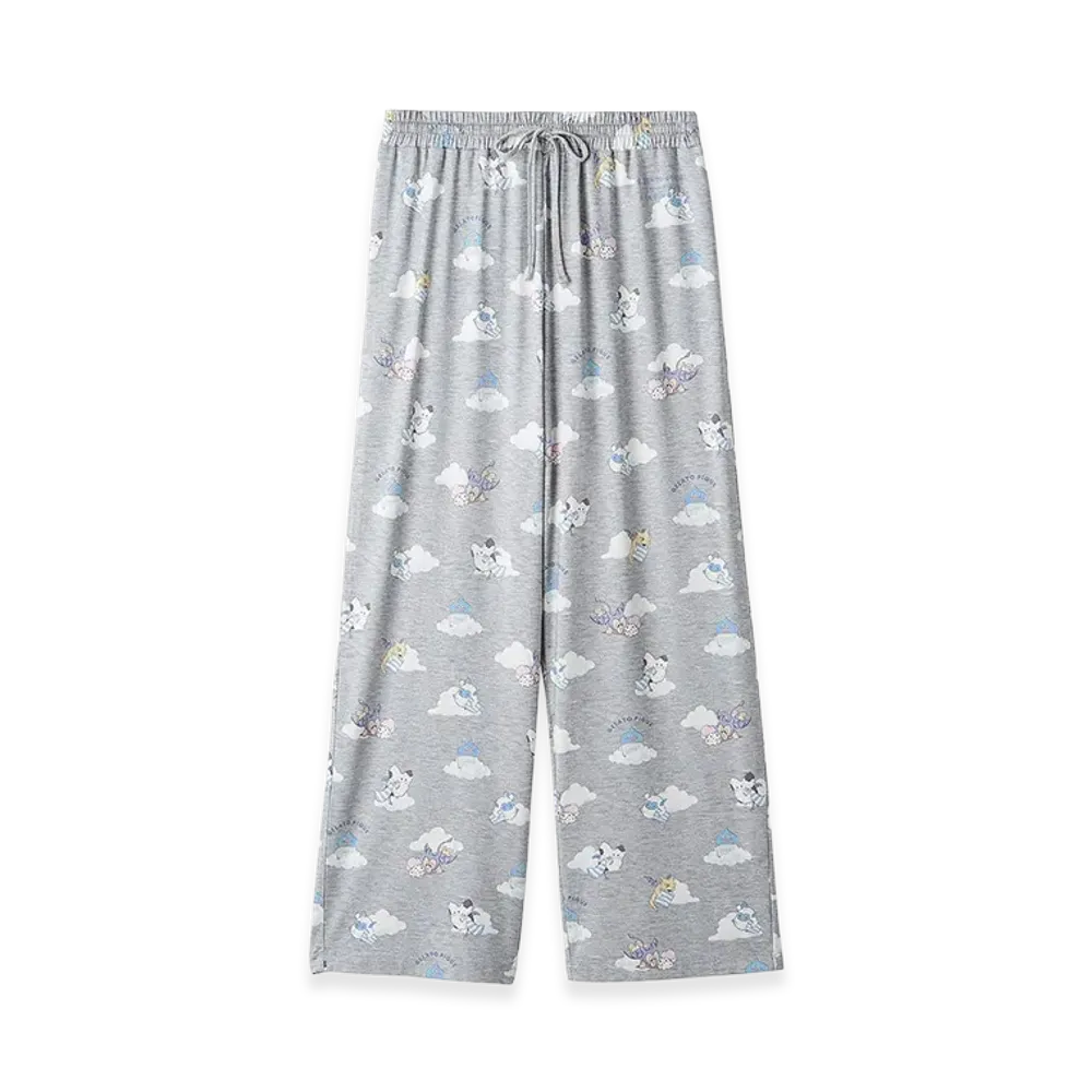 GELATO PIQUE x DRAGON QUEST Women's Allover Pattern Long Pants "Grey"