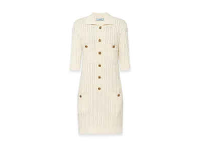 PRADA Women's Cable-Knit Cotton Mini-Dress "Ivory"