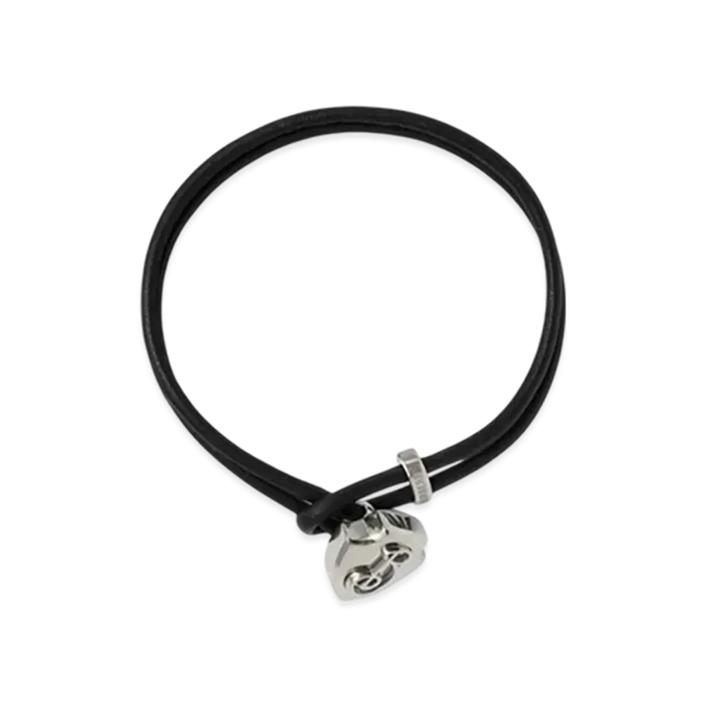 Burberry Leather B Shield Bracelet "Silver/Black"