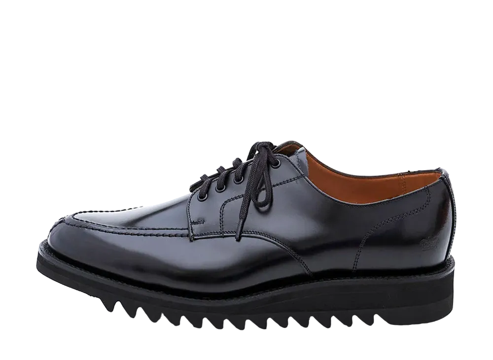 SANDERS Vibram® Ripple Sole Military Apron Derby 266 Polished Leather "Black" 2396B