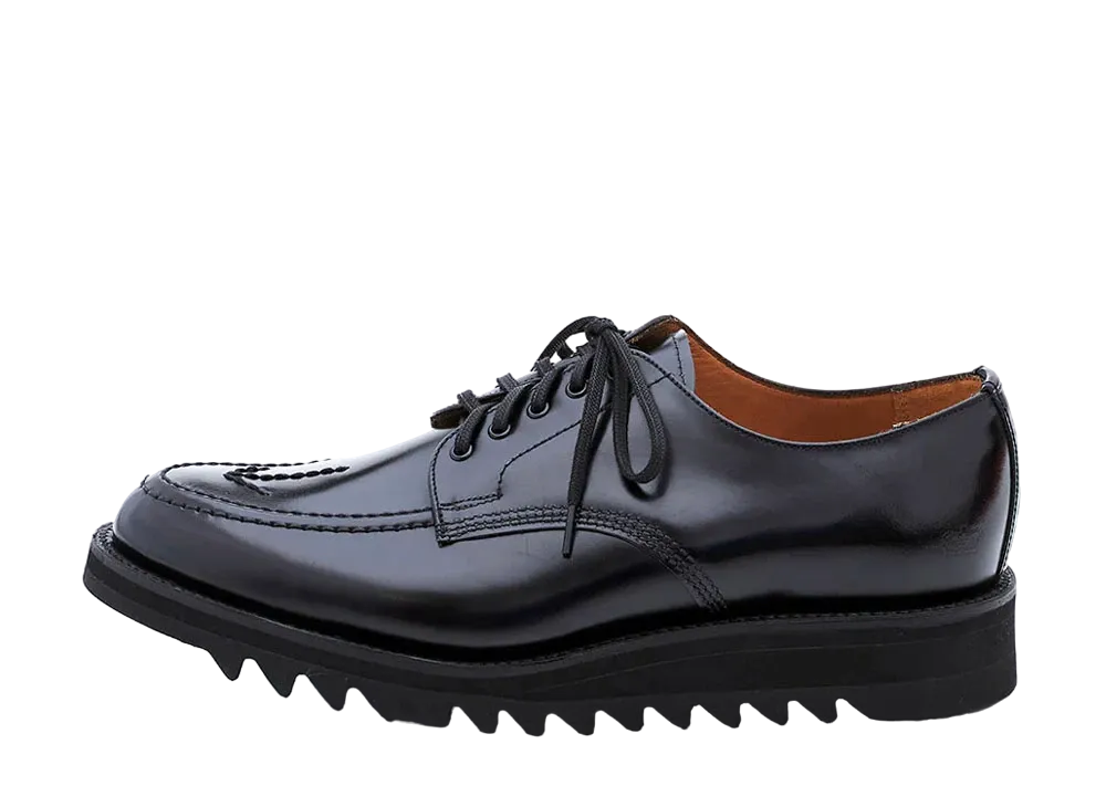 SANDERS Vibram® Ripple Sole Military Broad Arrow Apron Derby 266 Polished Leather "Black" 2397B
