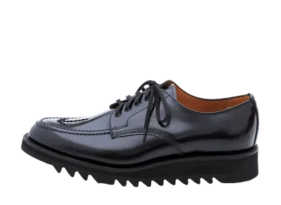 SANDERS Vibram® Ripple Sole Military Broad Arrow Apron Derby 266 Polished Leather "Black" 2397B