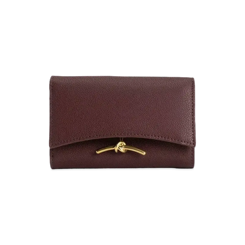 CHARLES & KEITH Huxley Metallic Accent Front Flap Wallet "DarkChocolate"