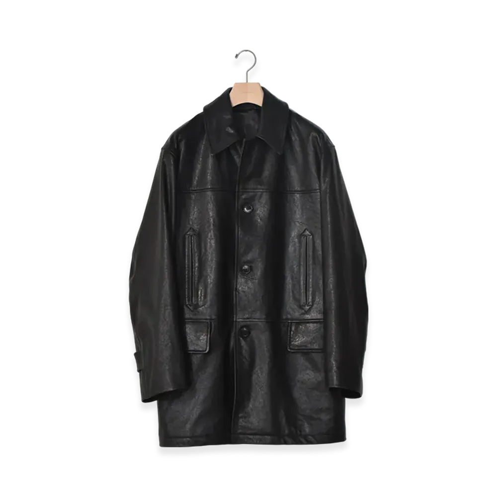 COMOLI Lamb Leather Coat "Black"