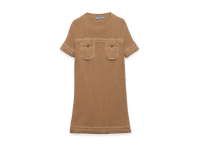 PRADA Women's Cotton Crew Neck Dress "Albino White"