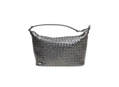 Bottega Veneta Lambskin Hand Bag "Dark Silver"